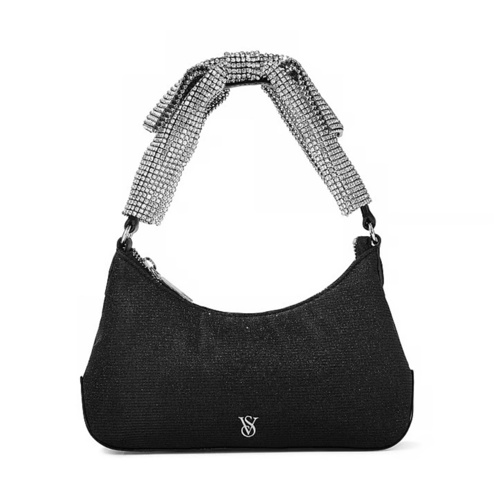 Victoria's Secret Black and Silver Bow Rhinestone Women's Bag